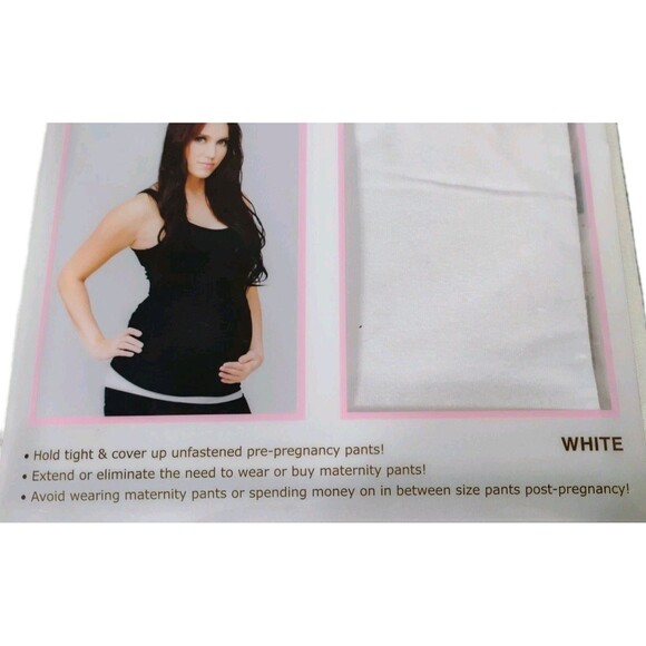 Brand NEW XL White "The Belly Button" Maternity Extender Converts Pre Baby Pants - Picture 2 of 6
